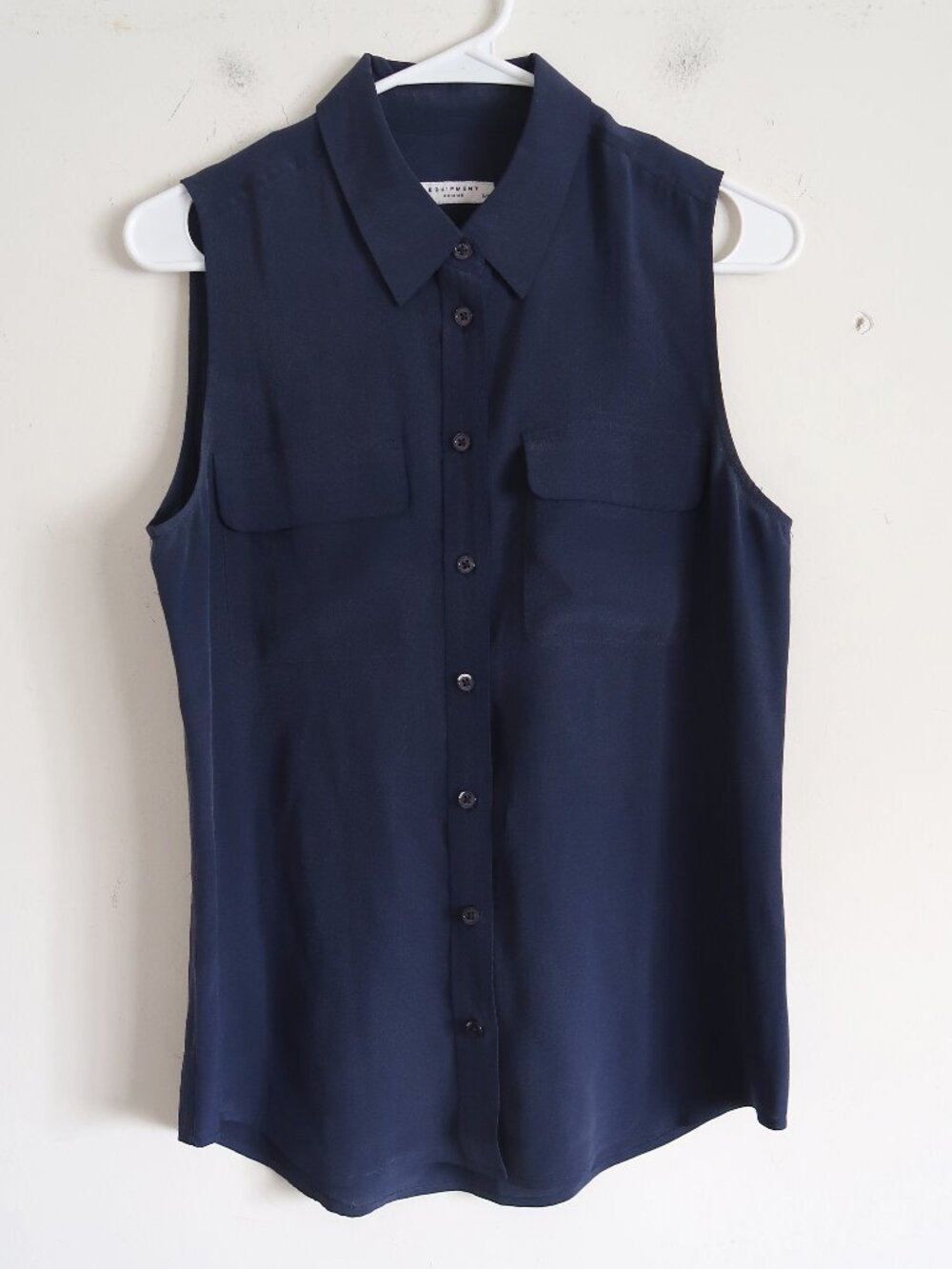 EQUIPMENT Navy Blue Sleeveless Blouse - Size S/P